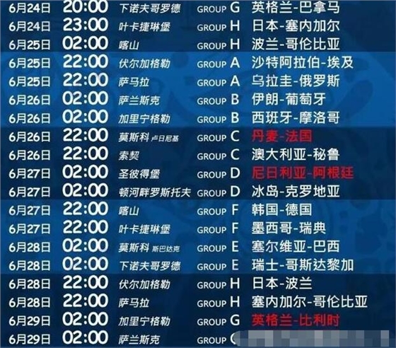 世界杯賽程